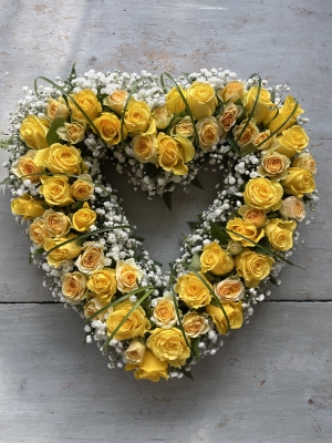 Yellow rose open heart