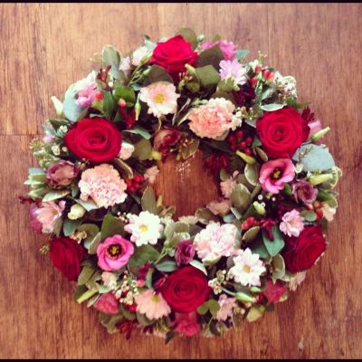 Wreath Pink and Red