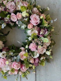 delicate pinks classic wreath